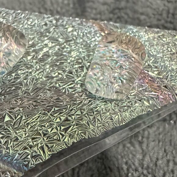 Set of 3 Dichroic Glass Triangle Cabochons – Iridescent Pink, Gold & Silver - Picture 15 of 17